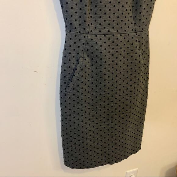 Lands End Polka Dot Gray Pencil Skirt Short Professional Work Dress 6 - Picture 3 of 11
